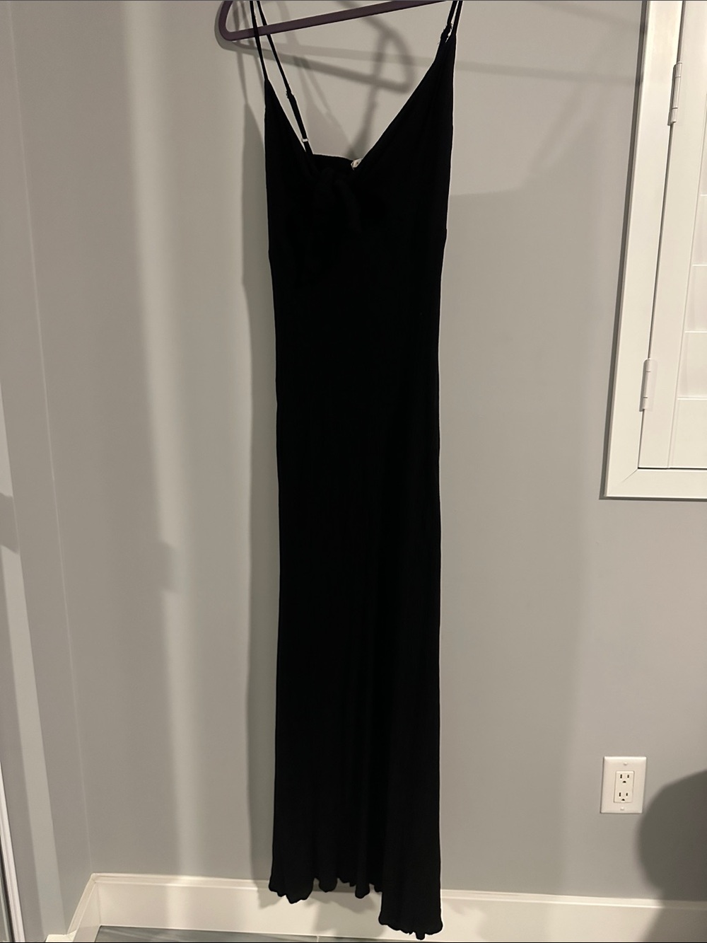 Elan Black Spaghetti-Strap Maxi Slip Dress